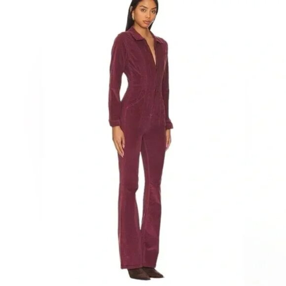 NEW FREE PEOPLE We The Free Cordovan Jayde Cord Flare Jumpsuit - Picture 6 of 9